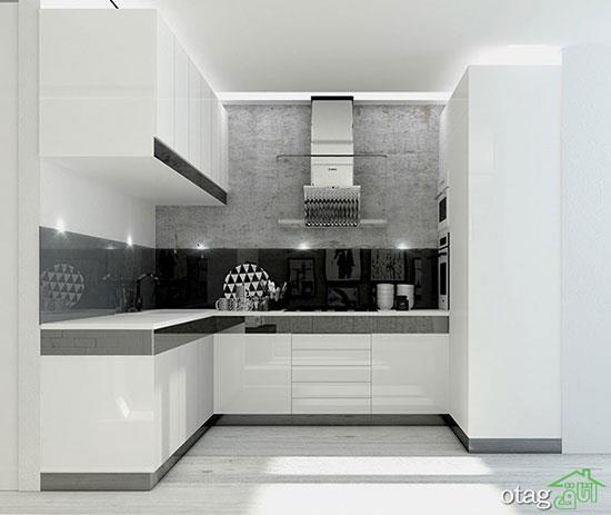 مدل رنگ کابینت خاکستری و سفید مشکی مناسب آشپزخانه های مدرن