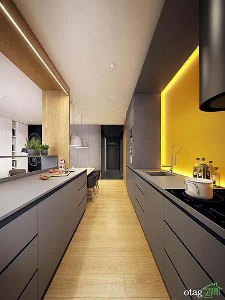 مدل رنگ کابینت خاکستری و سفید مشکی مناسب آشپزخانه های مدرن