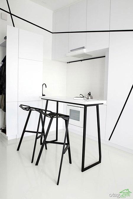 مدل رنگ کابینت خاکستری و سفید مشکی مناسب آشپزخانه های مدرن