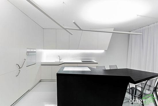 مدل رنگ کابینت خاکستری و سفید مشکی مناسب آشپزخانه های مدرن