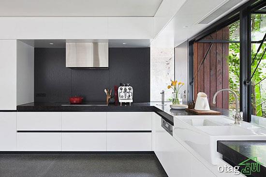مدل رنگ کابینت خاکستری و سفید مشکی مناسب آشپزخانه های مدرن
