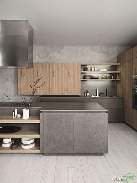 مدل رنگ کابینت خاکستری و سفید مشکی مناسب آشپزخانه های مدرن