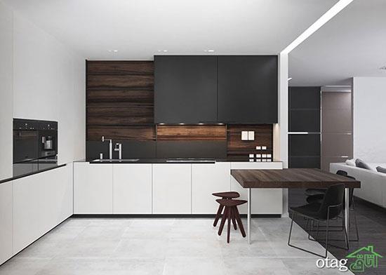 مدل رنگ کابینت خاکستری و سفید مشکی مناسب آشپزخانه های مدرن