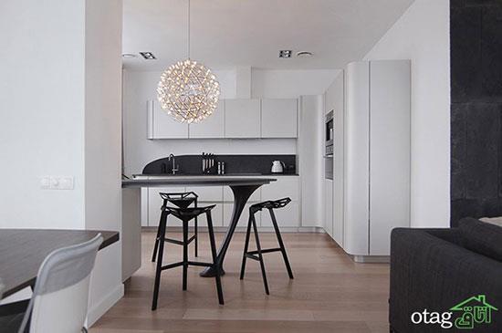 مدل رنگ کابینت خاکستری و سفید مشکی مناسب آشپزخانه های مدرن