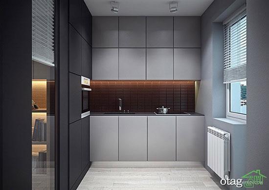مدل رنگ کابینت خاکستری و سفید مشکی مناسب آشپزخانه های مدرن
