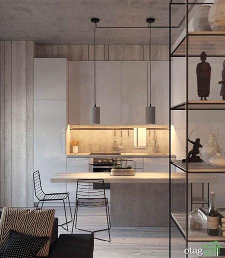 مدل رنگ کابینت خاکستری و سفید مشکی مناسب آشپزخانه های مدرن