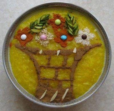 ایده هایی برای تزئین شله زرد برای سفره افطار