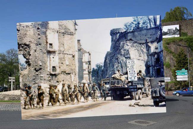 a-view-of-the-roadway-on-may-7-2014-in-saint-lo-france-where-us-army-trucks-and-jeeps-once-drove-through-w700