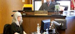 CTY court07p A digital court reporting system records a hearing in the Lucas County Common Pleas courtroom of Judge Myron Duhart, in Toledo, Monday, February 6, 2012.  Audio video technician Carla Poorman, seated in front of Judge Duhart, controls the system. THE BLADE/DAVE ZAPOTOSKY