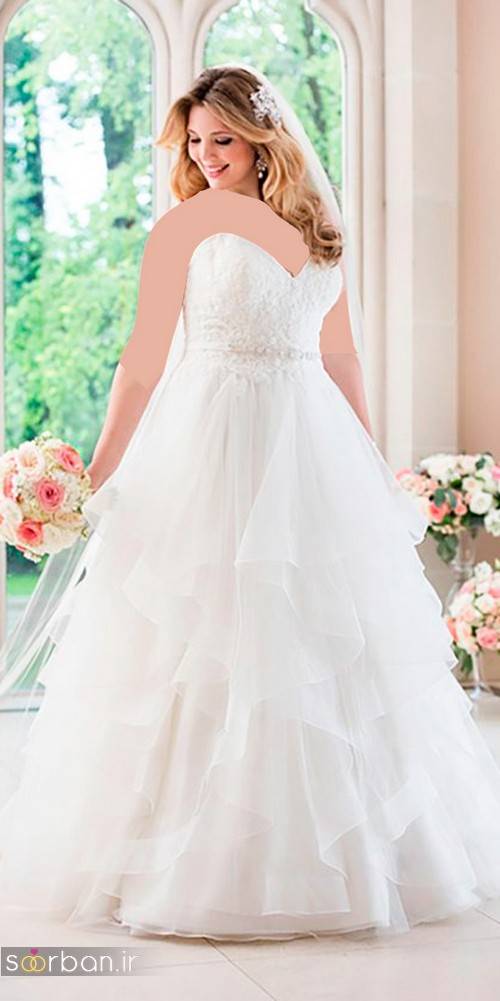 مدل لباس عروس سایز بزرگ دکلته 2017