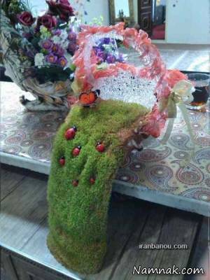 تزیین شیک و جذاب سبزه عید نوروز به شکل  آبشاری