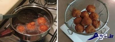 سرخ کردن قارچ در درون روغن