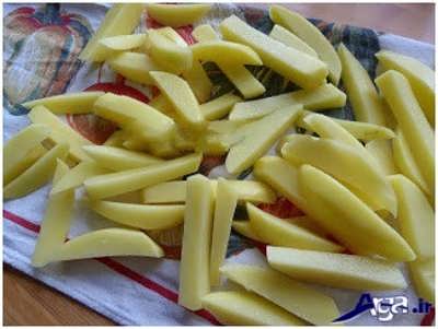 خشک کردن سیب زمینی های خلالی شده