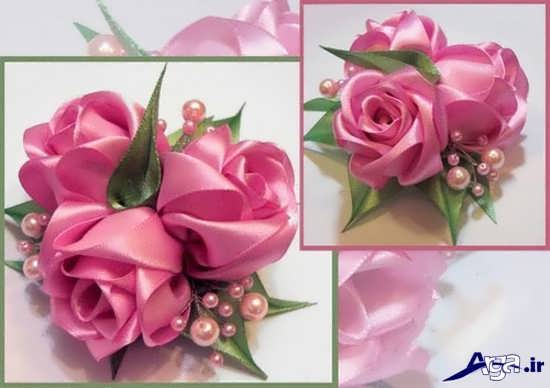 گل رز ساخته شده با روبان