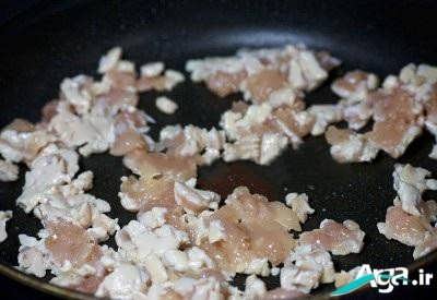 قارچ و گوشت سرخ شده برای طرز تهیه قارچ شکم پر