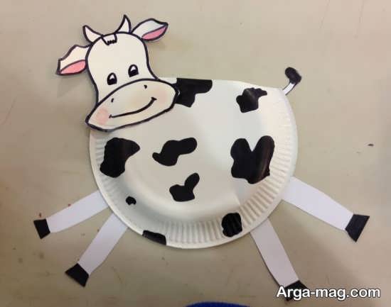 ساخت گاو با بشقاب پلاستیکی
