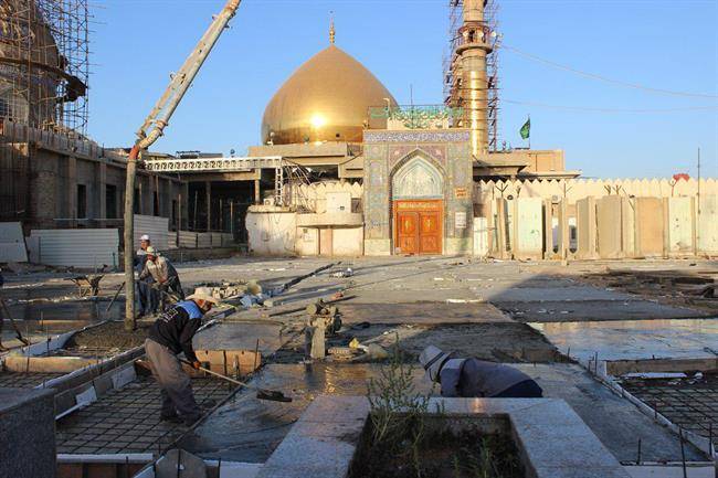 صحن حرم مطهر عسکریین(ع) با سنگ ایرانی مفروش شد + تصاویر صحن حرم مطهر عسکریین(ع) با سنگ ایرانی مفروش شد + تصاویر