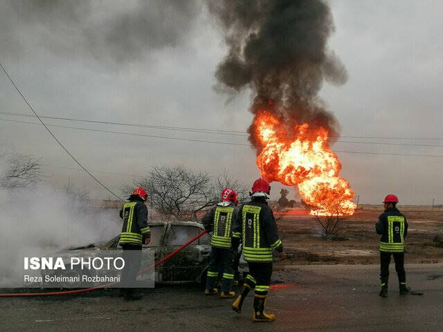 آتش‌سوزی خط لوله نفت در محدوده بین شوش و اندیمشک