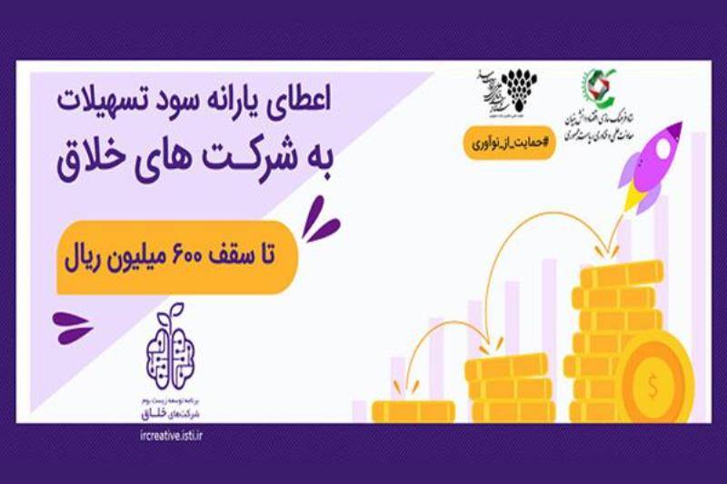 شرکت‌های خلاق تا 600 میلیون‌ریال یارانه سود تسهیلات می‌گیرند