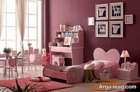 فرش اتاق خواب دخترانه با تم صورتی