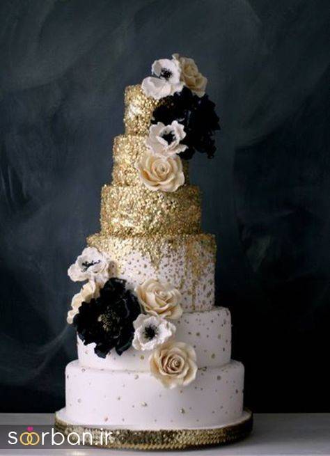 کیک عروسی طلایی 8
