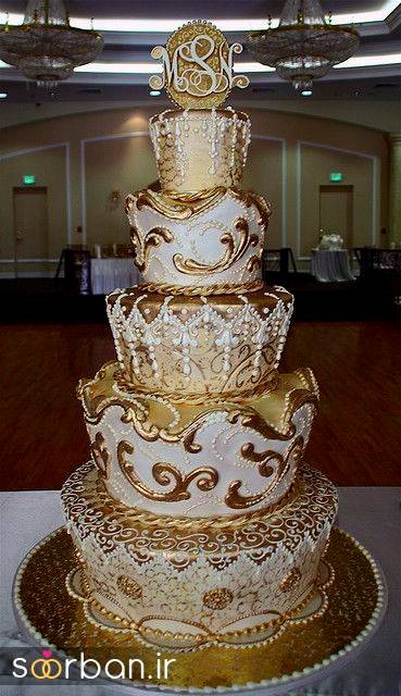 کیک عروسی طلایی 11