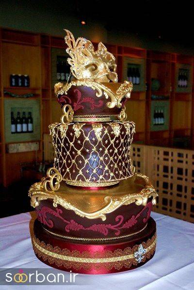 کیک عروسی طلایی 13