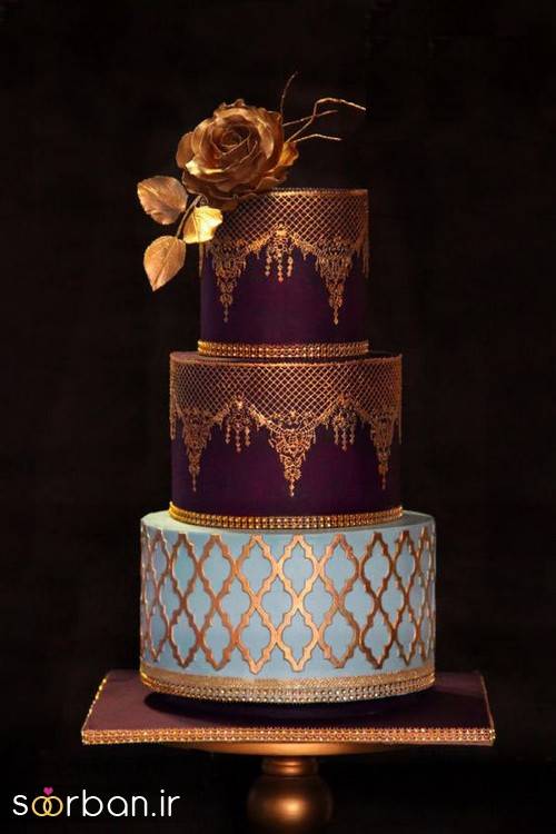 کیک عروسی طلایی 14
