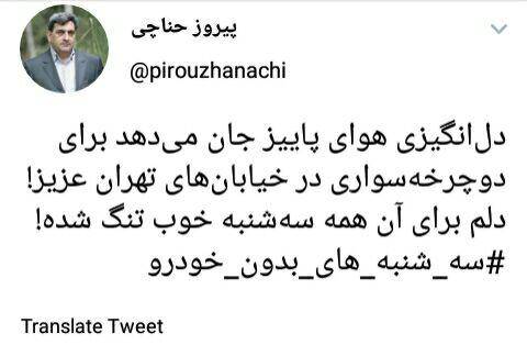ماجرای دلتنگی این روز‌های حناچی چیست + عکس