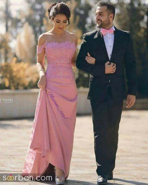 ( ست لباس زن و شوهر - مجلسی ،هماهنگی در رنگبندی لباس زن با کراوات مرد)