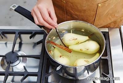 تهیه مرحله ای دسر گلابی با روشی ساده
