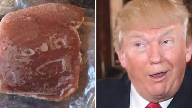 کشف چهره خندان دونالد ترامپ روی استیک تن ماهی