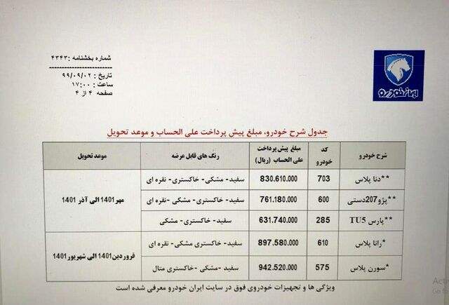 آغاز پیش فروش جدید ایران خودرو امروز 3 آذر 99 + لینک ثبت نام و جدول قیمت
