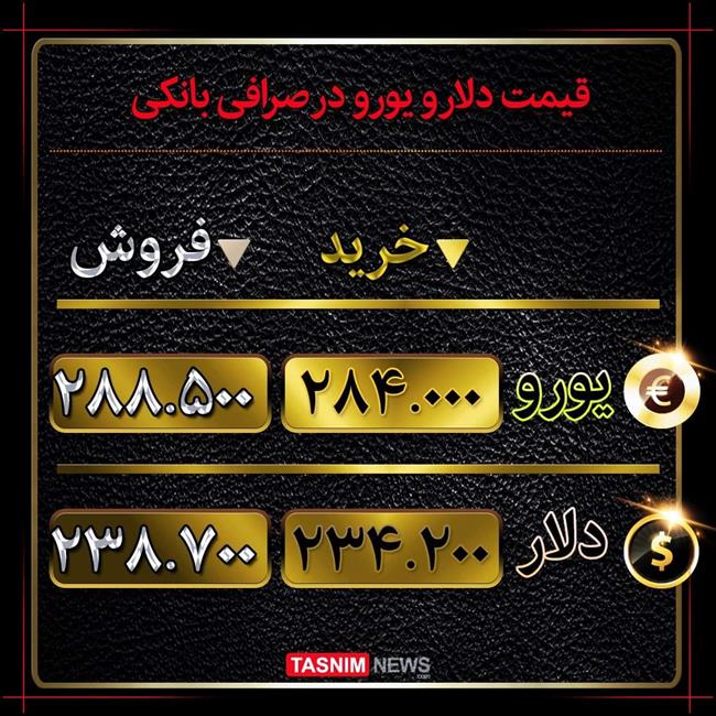 دلار و یورو در صرافی بانکی چند؟