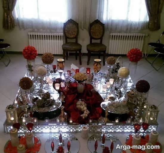سفره عقد عروس با گلهای طبیعی