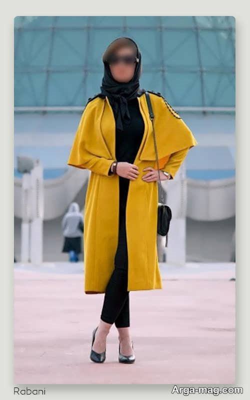 مانتوی زرد بلند 