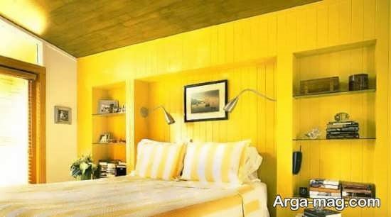 دیزاین اتاق خواب رنگ لیمویی