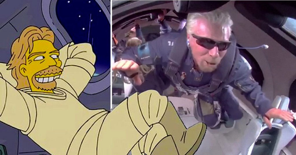 کارتون The Simpsons سفر فضایی ریچارد برانسون را نیز پیشگویی کرده بود؟!