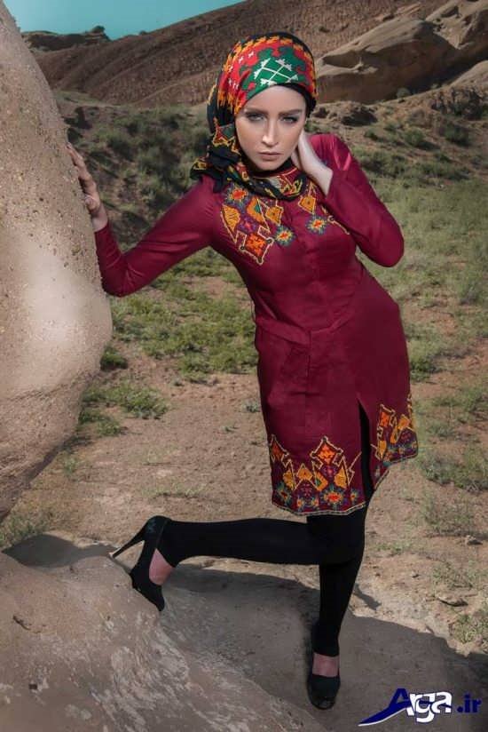 مدل مانتو قرمز حاشیه دار