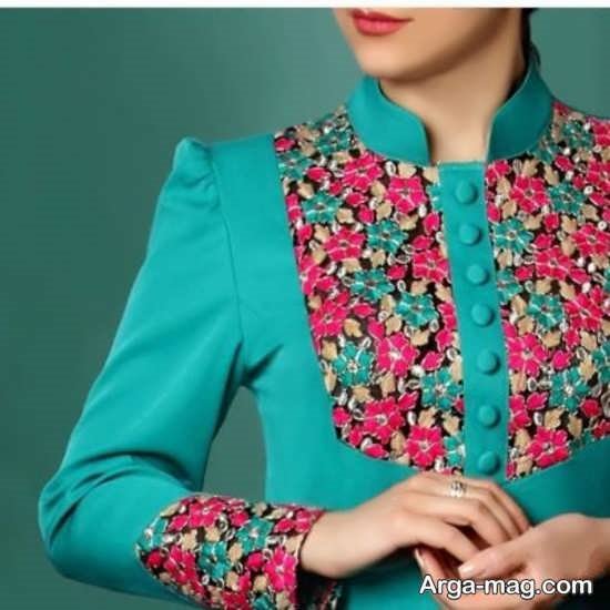 مانتو حاشیه دار نخی دخترانه