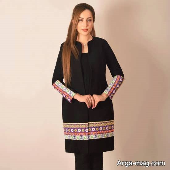 مانتو حاشیه دار مشکی