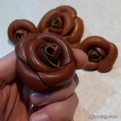 تصاویر ساخت گل با چرم