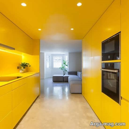 دکوراسیون آشپزخانه زرد با طراحی های مدرن و شیک