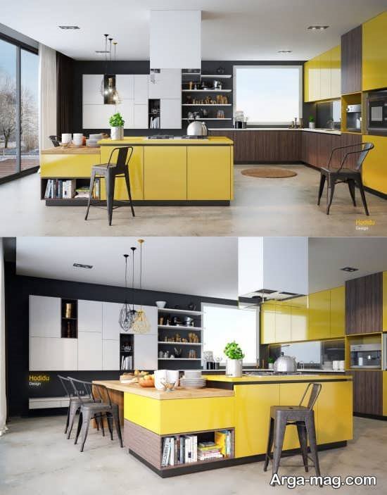 بهترین دیزاین آشپزخانه زرد