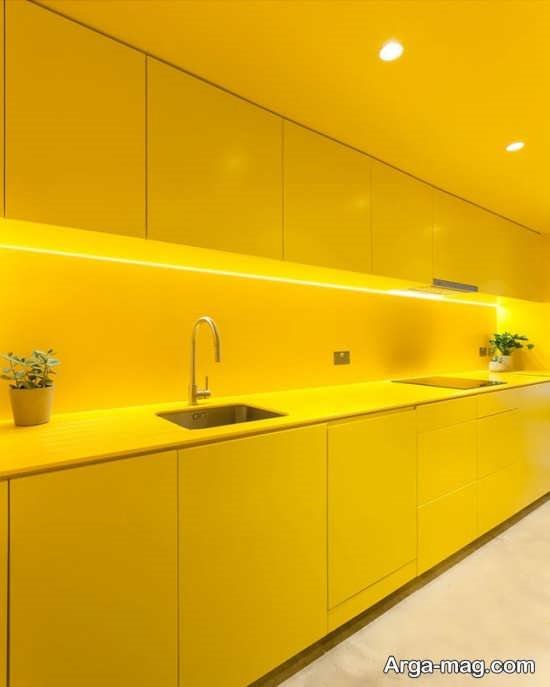 گالری جذاب طراحی آشپزخانه زرد