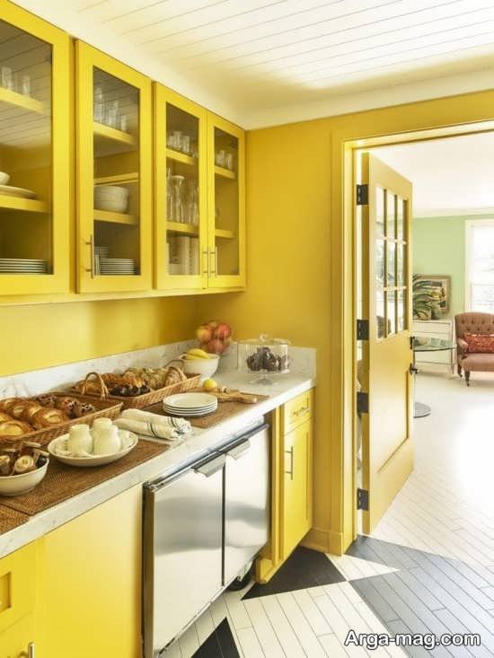 دکوراسیون آشپزخانه زرد جدید