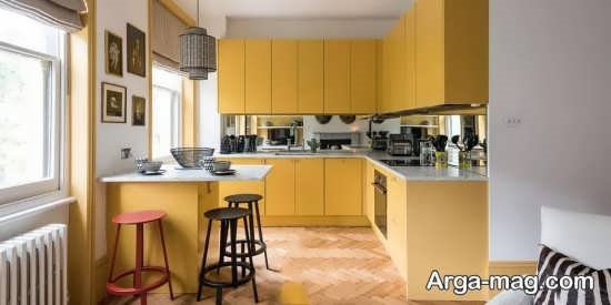 دکوراسیون آشپزخانه زرد بسیار زیبا