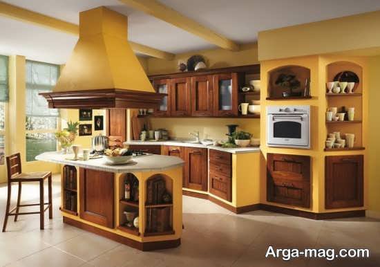 دکوراسیون آشپزخانه زرد زیبا و جدید
