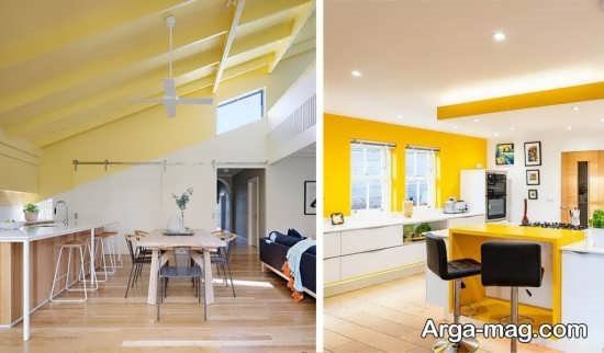 طراحی جالب آشپزخانه زرد