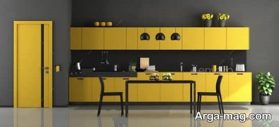 طراحی داخلی آشپزخانه زرد
